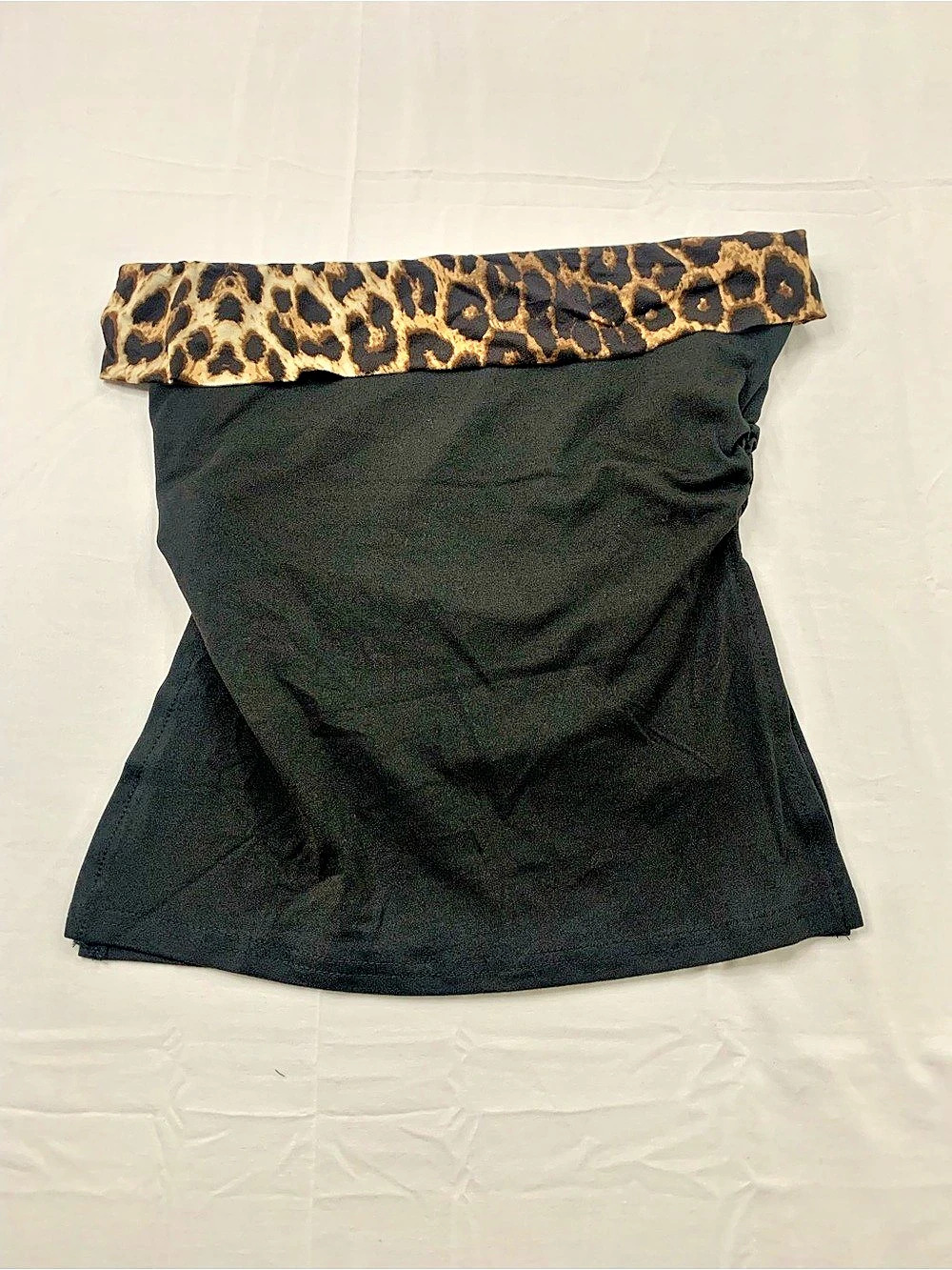 Romwe black & Leopard sleeveless top Size Small NWT